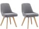 Lot de 2 chaises de salle à manger Radi Tissu Gris et Bois clair