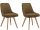 Lot de 2 chaises de salle à manger Radi Tissu Vert Olive et Bois clair