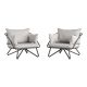 Lot de 2 fauteuils d'extérieur Teldy Tissu Gris et Métal Noir