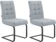 Lot de 2 chaises matelassées style contemporain Tereza Métal Noir et Tissu Gris