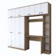 Armoire, bureau et étagère intégrés Dara L240cm Bois foncé et Blanc