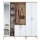 Ensemble armoire de rangement et porte manteau avec miroir Rossy L180cm en bois Chêne clair et Blanc