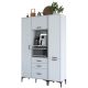 Buffet de cuisine 4 portes, 2 niches et 3 tiroirs Ariane L130cm Blanc