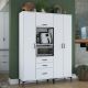 Buffet de cuisine 4 portes, 2 niches et 3 tiroirs Ariane L180cm Blanc