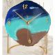 Horloge à poser design Galazi L18xH20cm Or, Bleu clair et foncé et Marron