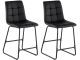 Lot de 2 chaises de bar modernes matelassées Merlot Métal Noir et Simili Noir