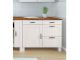 Meuble bas de cuisine 4 tiroirs et 1 porte Albioz L100cm Pin Massif Blanc et Marron miel