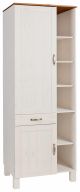 Armoire 2 portes et 2 tiroirs Albioz L75cm Pin massif Blanc et Marron miel