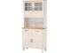 Buffet 2 portes vitrées et 2 tiroirs Albioz L85cm Pin massif Blanc et Marron miel