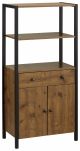 Meuble de rangement salle de bain 1 tiroir et 2 portes Shester L61cm Bois foncé et Métal Noir