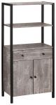 Meuble de rangement salle de bain 1 tiroir et 2 portes Shester L61cm Bois Gris et Métal Noir