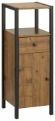 Meuble de rangement salle de bain 1 tiroir et 1 porte Shester L33xH90cm Bois foncé et Métal Noir