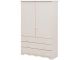 Armoire 2 portes et 3 tiroirs style campagnard Monika L95cm Pin massif Blanc