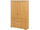 Armoire 2 portes et 3 tiroirs style campagnard Monika L95cm Pin massif Naturel