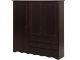 Armoire 3 portes et 3 tiroirs style campagnard Monika L140cm Pin massif Wenge