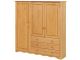 Armoire 3 portes et 3 tiroirs style campagnard Monika L140cm Pin massif Naturel