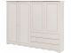 Armoire 4 portes et 3 tiroirs style campagnard Monika L185cm Pin massif Blanc