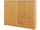 Armoire 4 portes et 3 tiroirs style campagnard Monika L185cm Pin massif Naturel