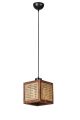 Suspension moderne à cannage Guzal L26xH26cm Rotin Naturel et Bois foncé