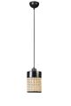 Suspension moderne avec cannage Zeuris D14cm Rotin Naturel et Métal Noir