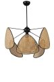 Suspension Style vintage avec cannage Hella L55cm Motif Triangles Rotin Naturel et Métal Noir