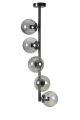 Suspension moderne boules de verre fumé Gris 5 lampes Sinsai H90cm Métal Noir