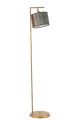 Lampadaire moderne Simar H154cm Abat jour Effet lambris Vert avec support Métal Or