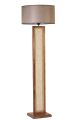 Lampadaire design Robian H150cm Abat jour Taupe et Noir et support avec cannage Bois foncé