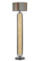 Lampadaire avec cannage style vintage H162cm Abat-jour Bleu et Marron Pied Rotin Beige et Métal Noir