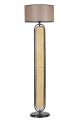 Lampadaire avec cannage style vintage H162cm Abat-jour Taupe Pied Rotin Beige et Métal Noir