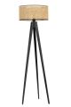 Lampadaire design Ciol L155cm Abat jour avec cannage Beige avec support Bois Noir