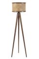 Lampadaire trépied Gykati H155cm Abat jour à cannage Rotin Beige et support Bois foncé