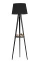 Lampadaire design avec table d'appoint intégrée Trepido L155cm Abat jour conique Noir avec support Bois Noir