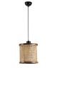 Suspension Gykati D25cm Abat jour avec cannage Beige et Bois foncé