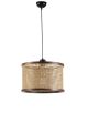 Suspension Gykati D40cm Abat jour avec cannage Rotin Beige et Bois foncé