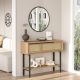 Console style industriel avec miroir Evelis Bois et Rotin clair