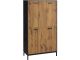 Armoire 4 portes style industriel rustique Jumbo L80xH150cm Chêne et Noir