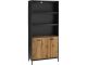 Bibliothèque 2 portes style industriel rustique Jumbo L80xH181cm Chêne et Noir