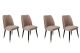 Lot de 4 chaises Vatri Velours Beige et Métal Noir et Or