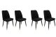 Lot de 4 chaises Vatri Velours Noir et Métal Noir et Or