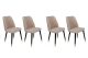 Lot de 4 chaises Vatri Velours Blanc crème et Métal Noir et Or