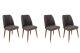 Lot de 4 chaises Vatri Velours Anthracite et Bois foncé et Or