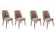 Lot de 4 chaises Vatri Velours Beige et Bois foncé et Or