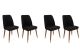 Lot de 4 chaises Vatri Velours Noir et Bois foncé et Or