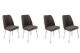 Lot de 4 chaises Vatri Velours Anthracite et Bois Blanc et Or