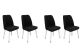 Lot de 4 chaises Vatri Velours Noir et Bois Blanc et Or