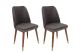 Lot de 2 chaises Vatri Velours Anthracite et Bois foncé et Or