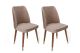 Lot de 2 chaises Vatri Velours Beige et Bois foncé et Or