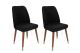 Lot de 2 chaises Vatri Velours Noir et Bois foncé et Or