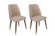 Lot de 2 chaises Vatri Velours Blanc crème et Bois foncé et Or